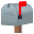 closed mailbox with raised flag