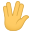 raised hand with part between middle and ring fingers