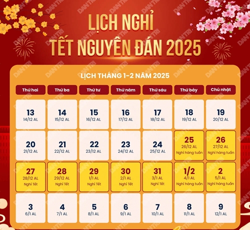 Lịch nghỉ tết 2025