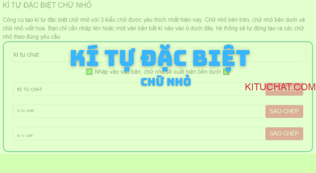 Kí tự đặc biệt chữ nhỏ: Kí tự đặc biệt chữ nhỏ là một yếu tố quan trọng trong thiết kế chữ để tăng sự khác biệt và sáng tạo. Với các công nghệ kí tự đặc biệt và những bộ cọ chữ đa dạng, bạn có thể tạo ra những kí tự đặc biệt chữ nhỏ độc đáo và phá cách, đồng thời tăng tính thẩm mỹ và sáng tạo cho thiết kế của mình. Tìm hiểu thêm về những kí tự đặc biệt mới nhất và khám phá thế giới chữ viết đầy màu sắc.