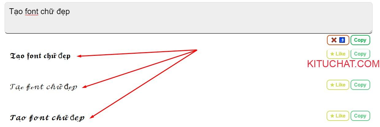 Đổi Font chữ đẹp - Tạo chữ kiểu nghệ thuật online - KituChat.com